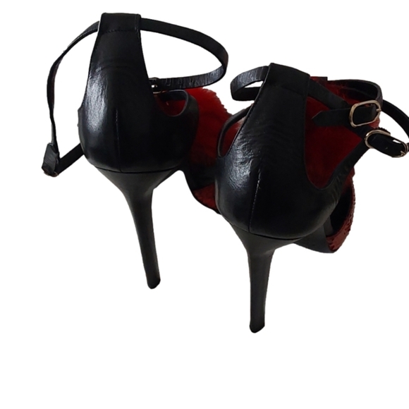 ROBERTO CAVALLI FIRE FLAME LEATHER FUR SANDAL SIZE 41/11 US - Picture 5 of 9